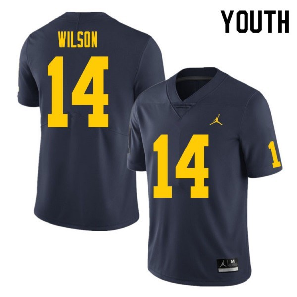 Michigan Wolverines #14 For Youth Roman Wilson Jersey Navy College Alumni Football